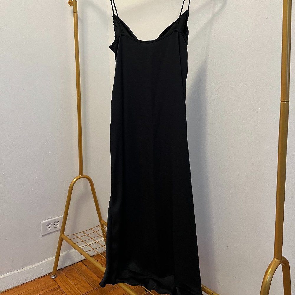 Zara black satin dress with skinny strap